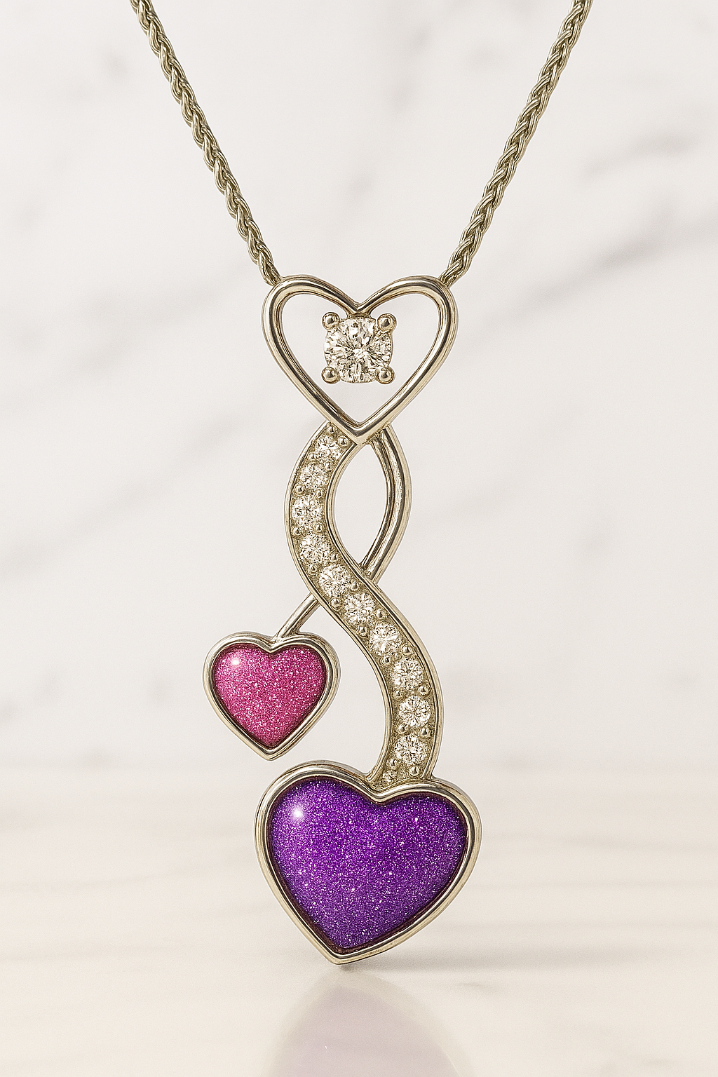 925 Entwined Hearts Silver Pendant.