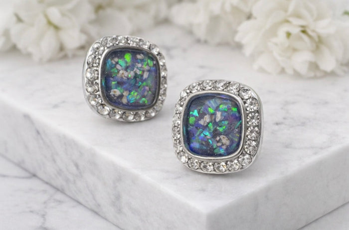CZ Stainless Steel Pillow Earrings