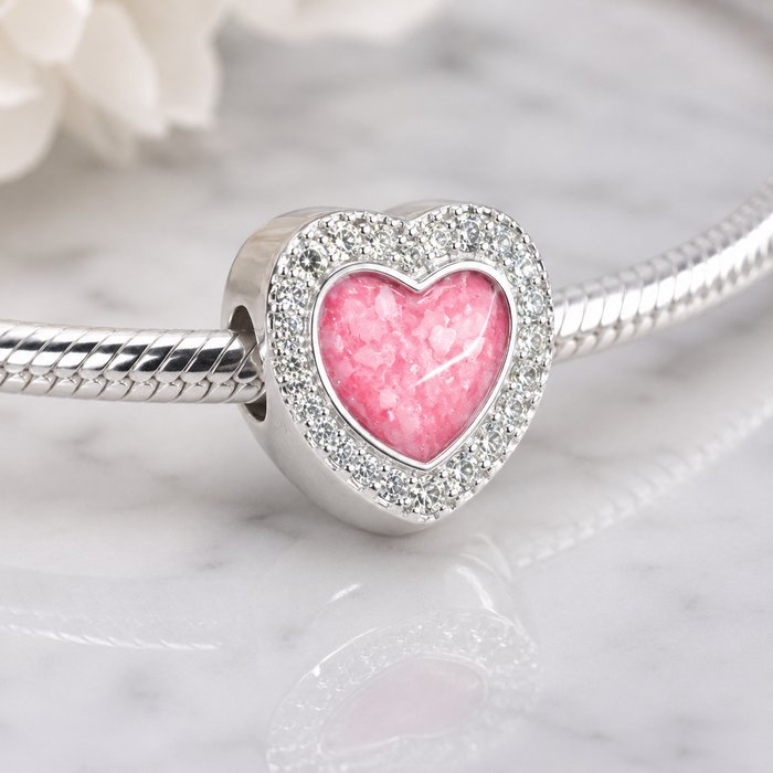 Solid Silver CZ Heart Charm
