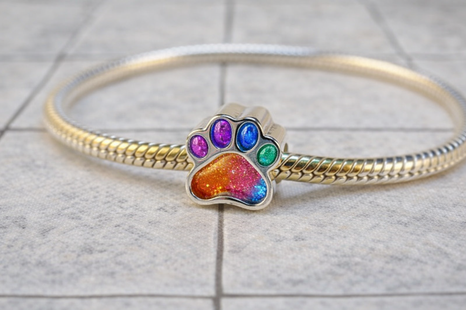 Solid Silver Paw Charm