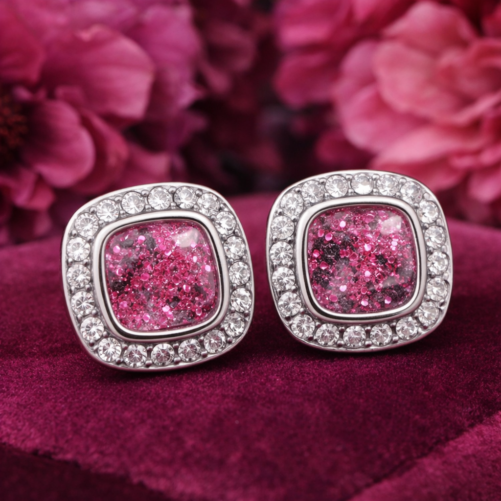 CZ Stainless Steel Pillow Earrings