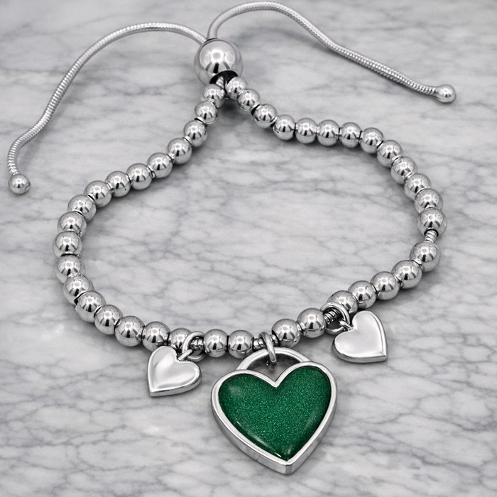 Triple Heart Adjustable 925 Silver Bracelet
