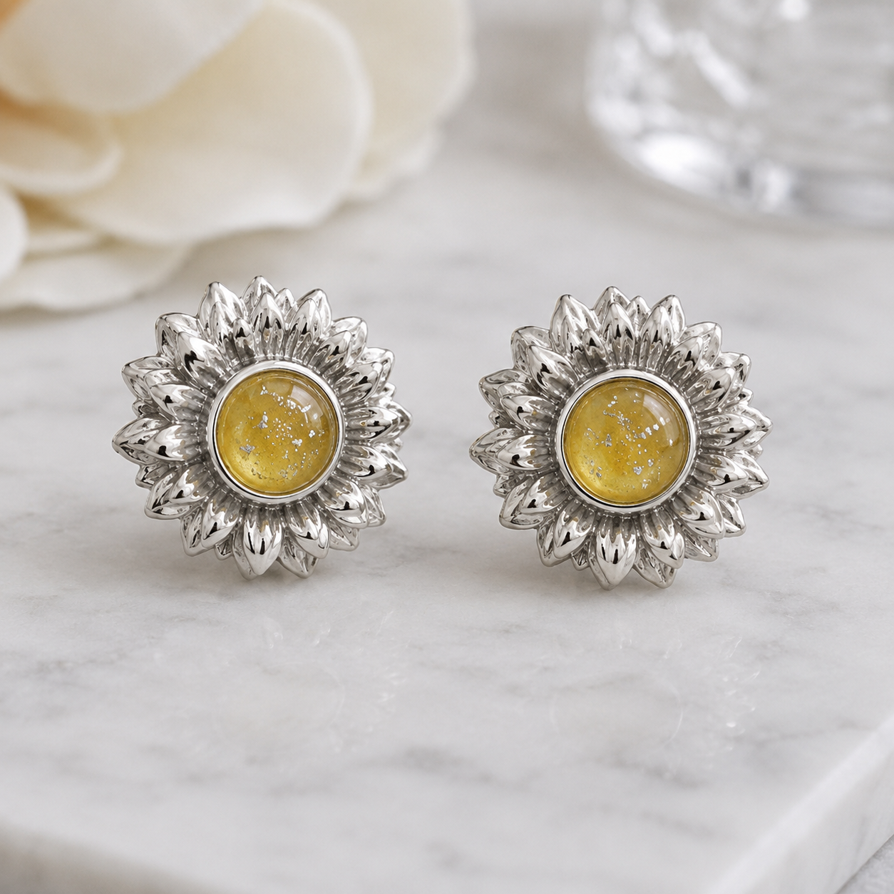 Sterling Silver Sunflower Earrings