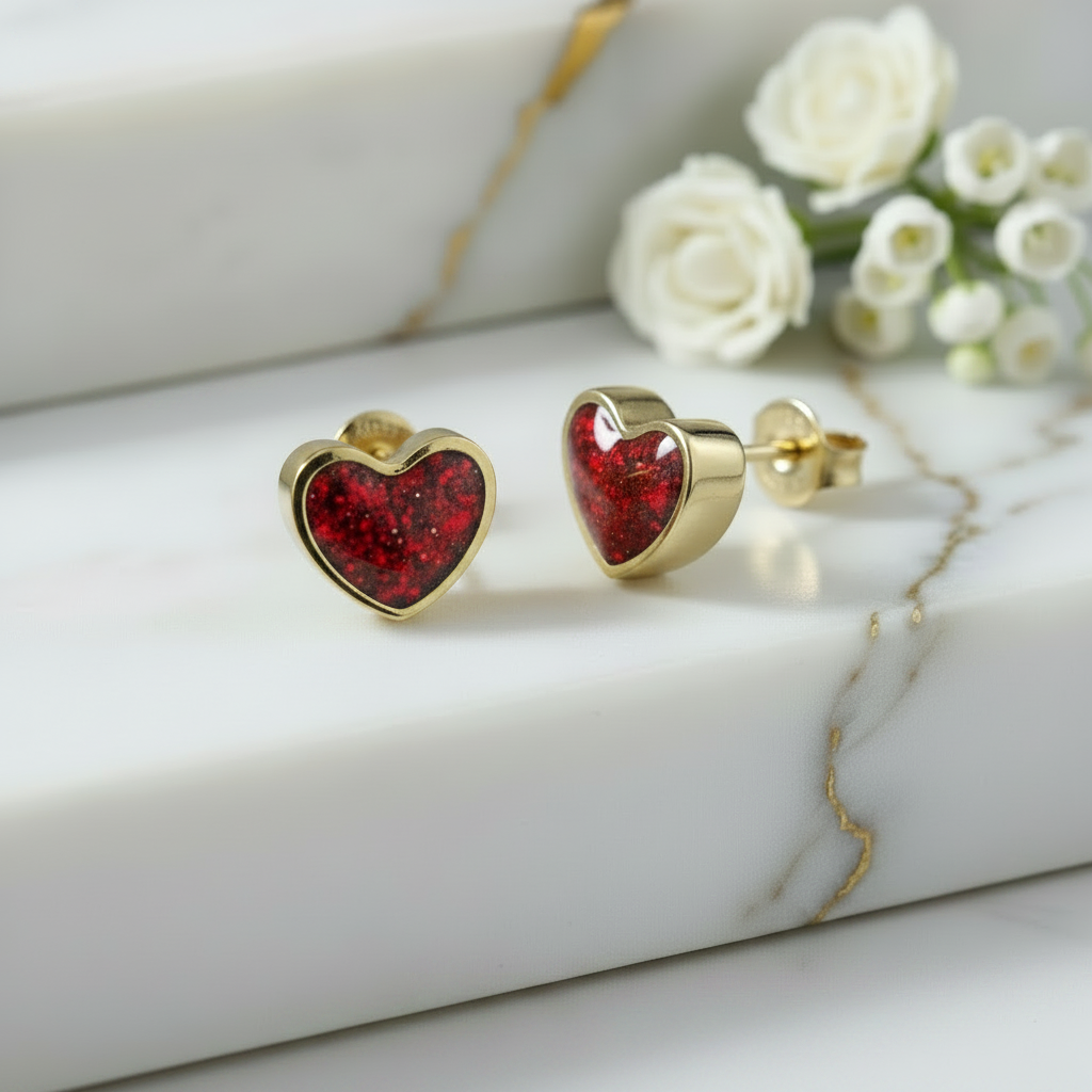 9CT Gold Heart Studs