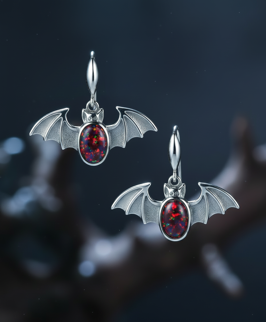 Sterling Silver Bat Earrings