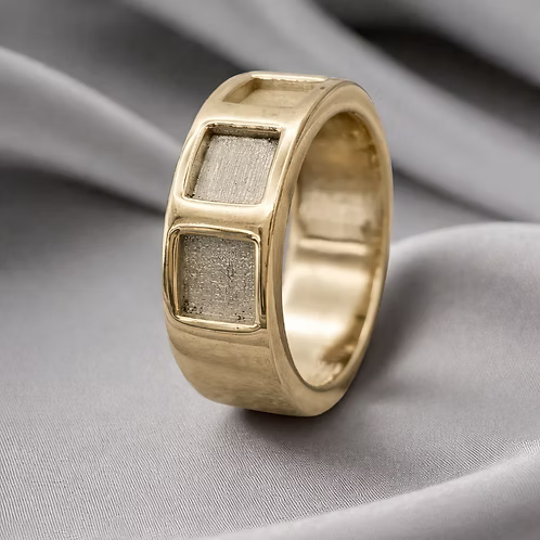 Gents Gold Heavy 9CT Triple Square Channel Ring
