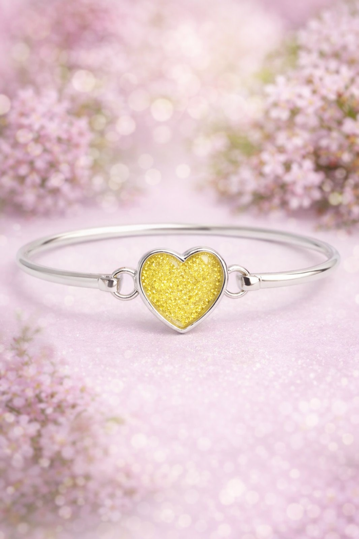 Silver Heart Bangle