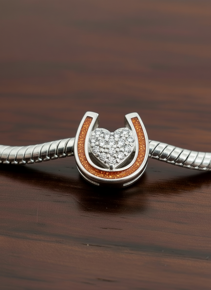 925 Silver Horse & Heart Charm