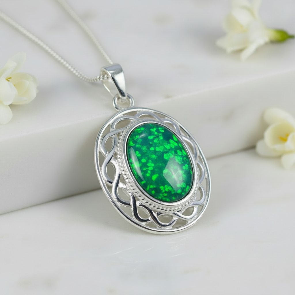925 Solid Silver Oval Celtic Pendant
