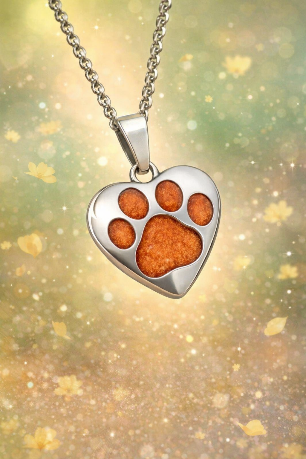 Stainless Steel Paw Print Heart