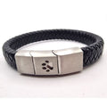 Stainless Steel, Leather Paw Print Bracelet