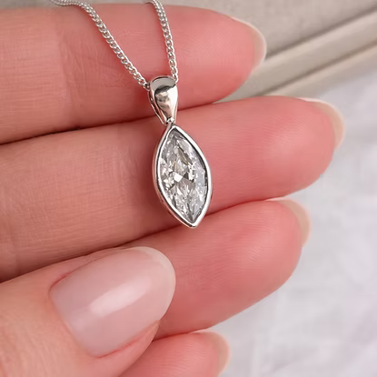 My Secret CZ 925 Silver Marquise Pendant