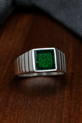 Gents Square Line 925 Silver Ring