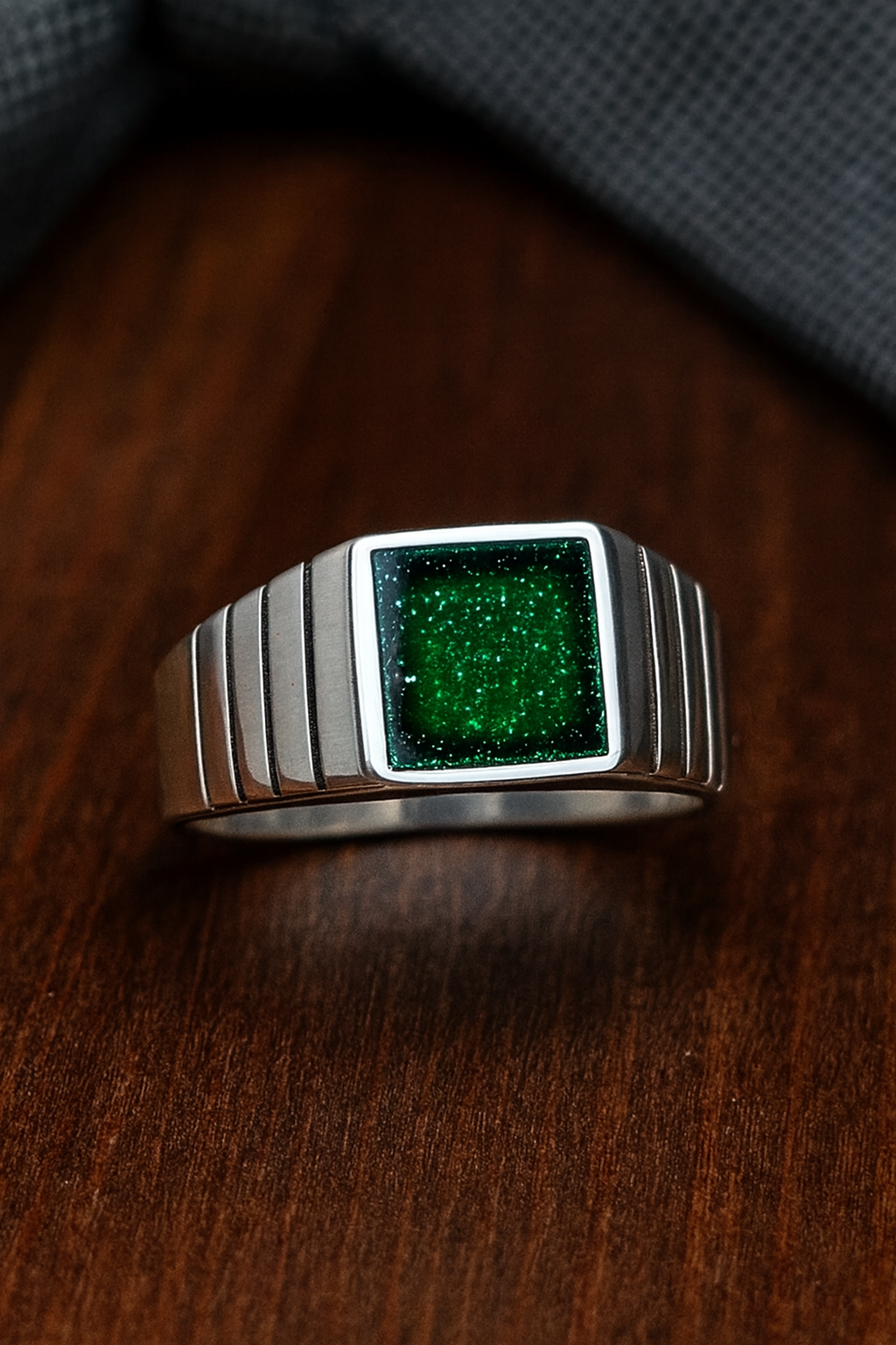 Gents Square Line 925 Silver Ring