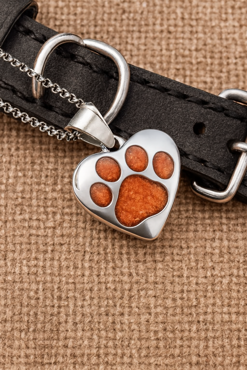 Stainless Steel Paw Print Heart