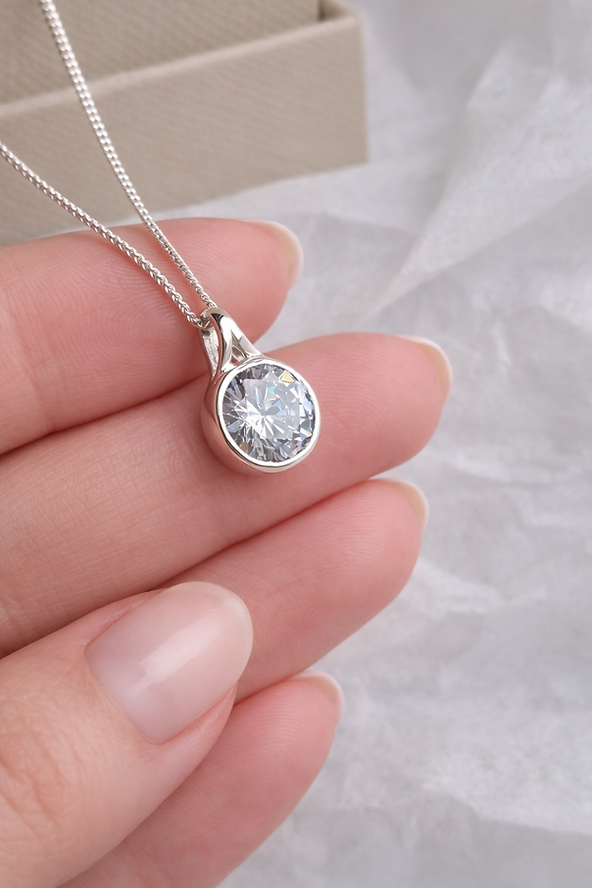 925 Silver CZ Circle Pendant