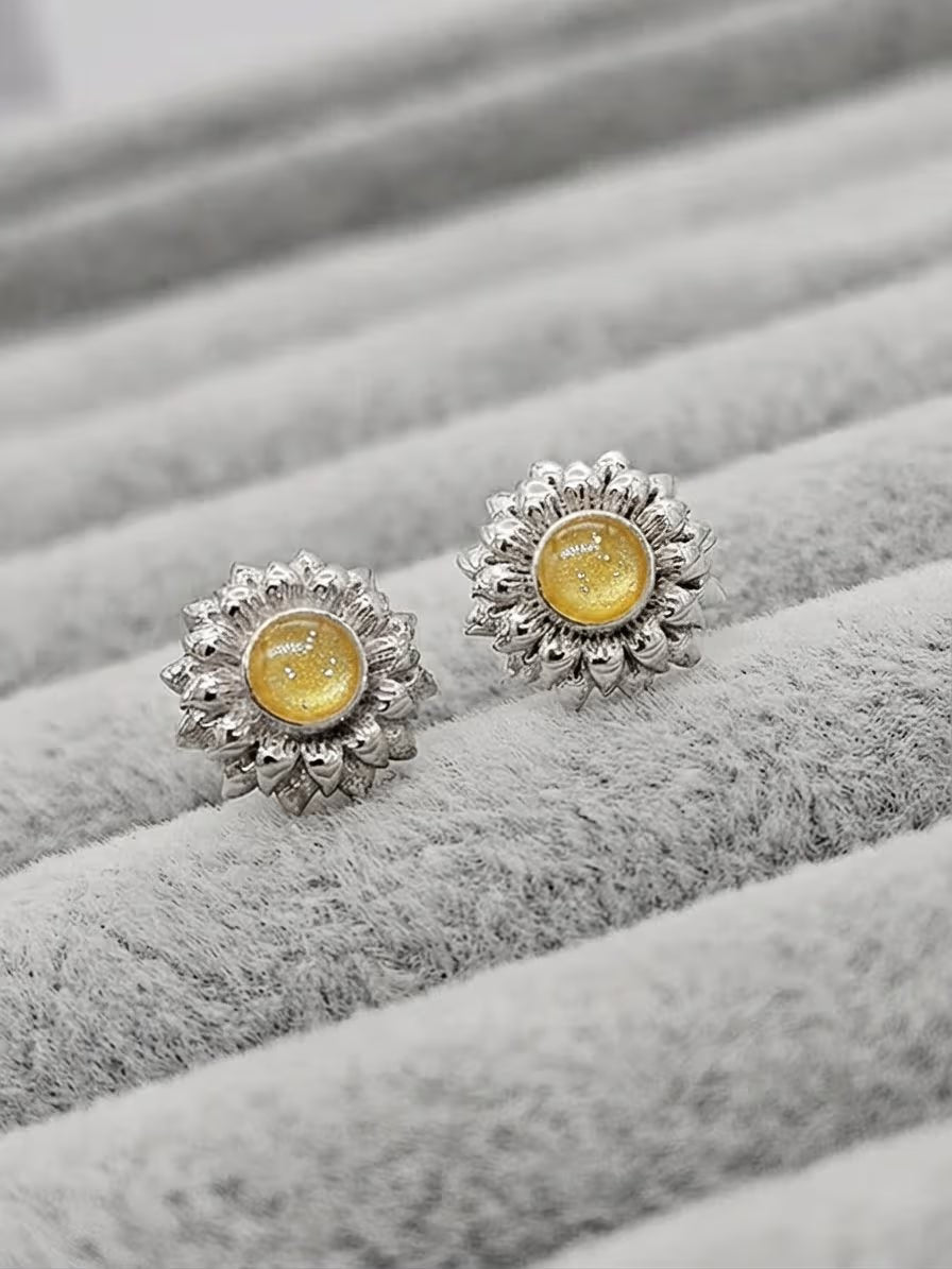 Sterling Silver Sunflower Earrings